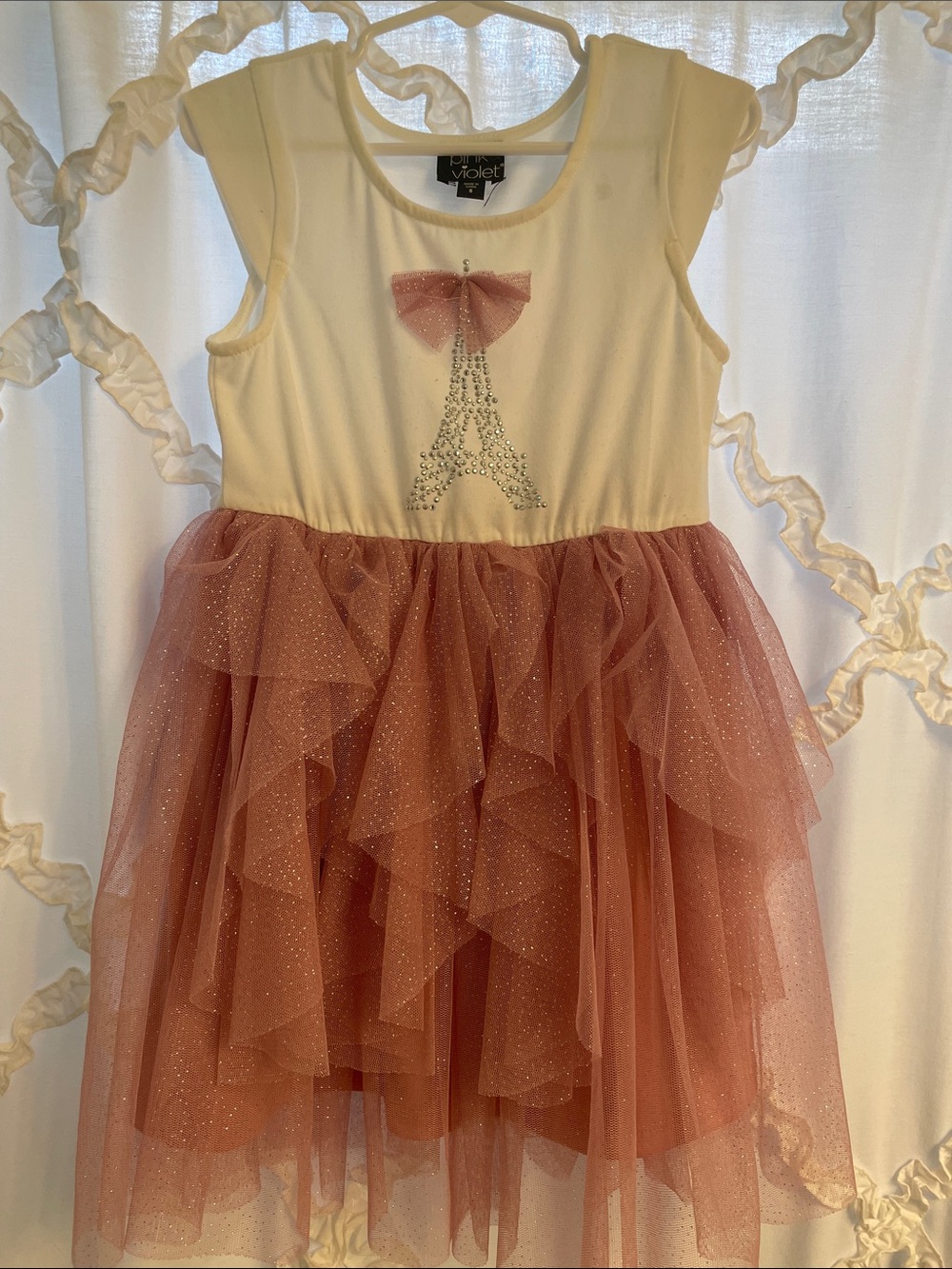 Pink Tulle Dress with Gem Eiffel Tower